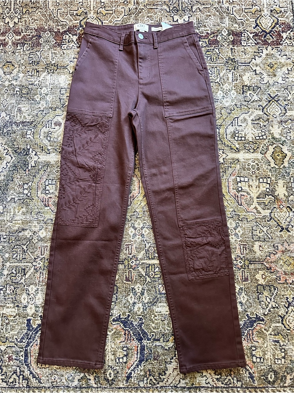 LOGO by Lori Goldstein Regular Straight Leg Patch Jeans